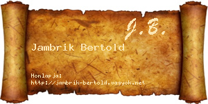Jambrik Bertold névjegykártya